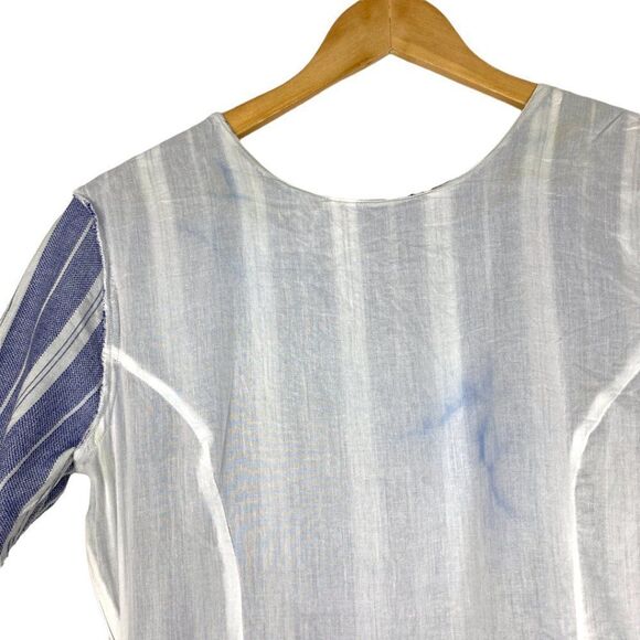 Tularosa women's Blue & White Striped Short Sleeve Fit And Flare Iris Dress US M - Picture 10 of 12